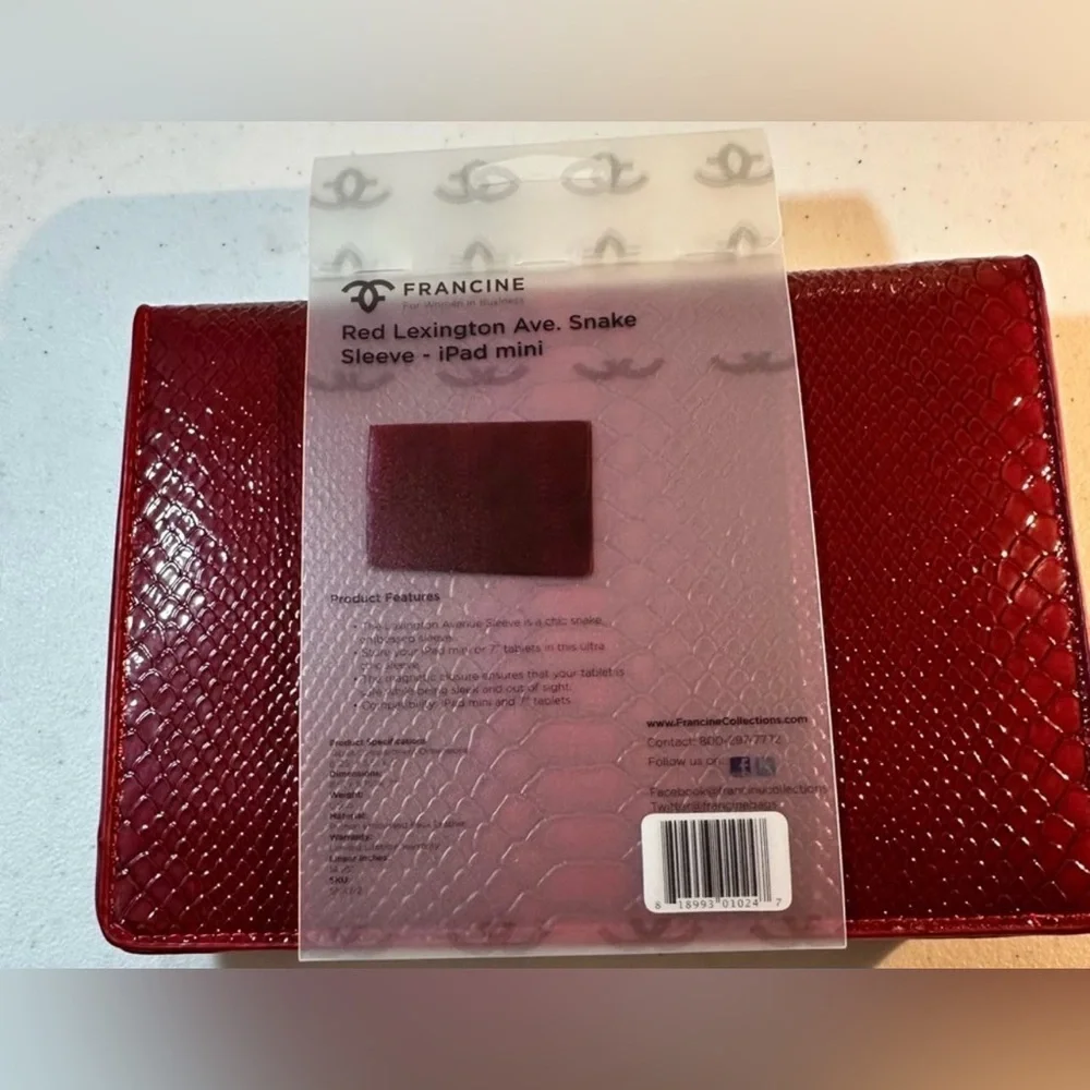 Francine Red Snakeskin iPad Mini Sleeve